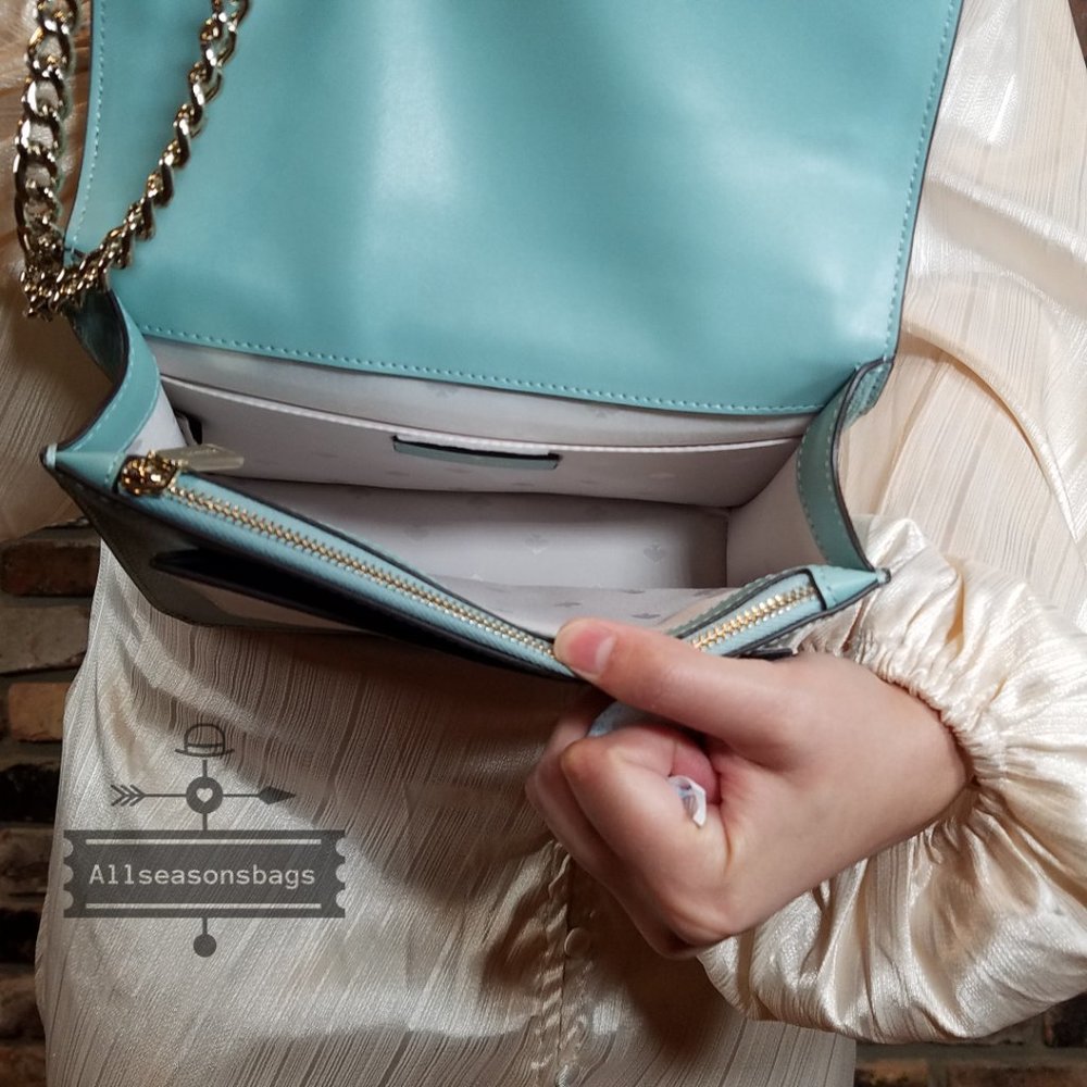 AUTHENTIC Kate Spade Remi Embroidered Lea Aphrodite Green Spring Flap CROSSBODY - Picture 3 of 6